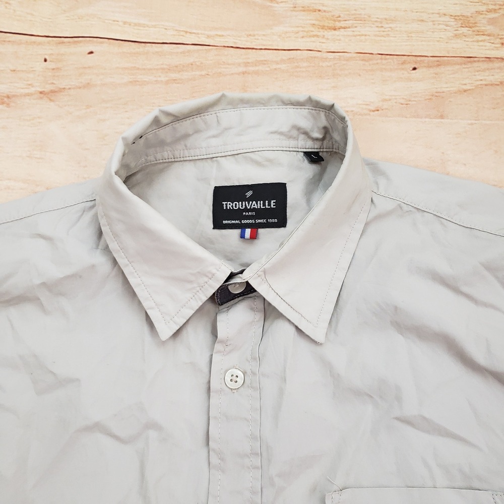 Trouvaille Paris Shirt Mens‎ Large Gray Long Sleeve Button Up Casual Dress Adult